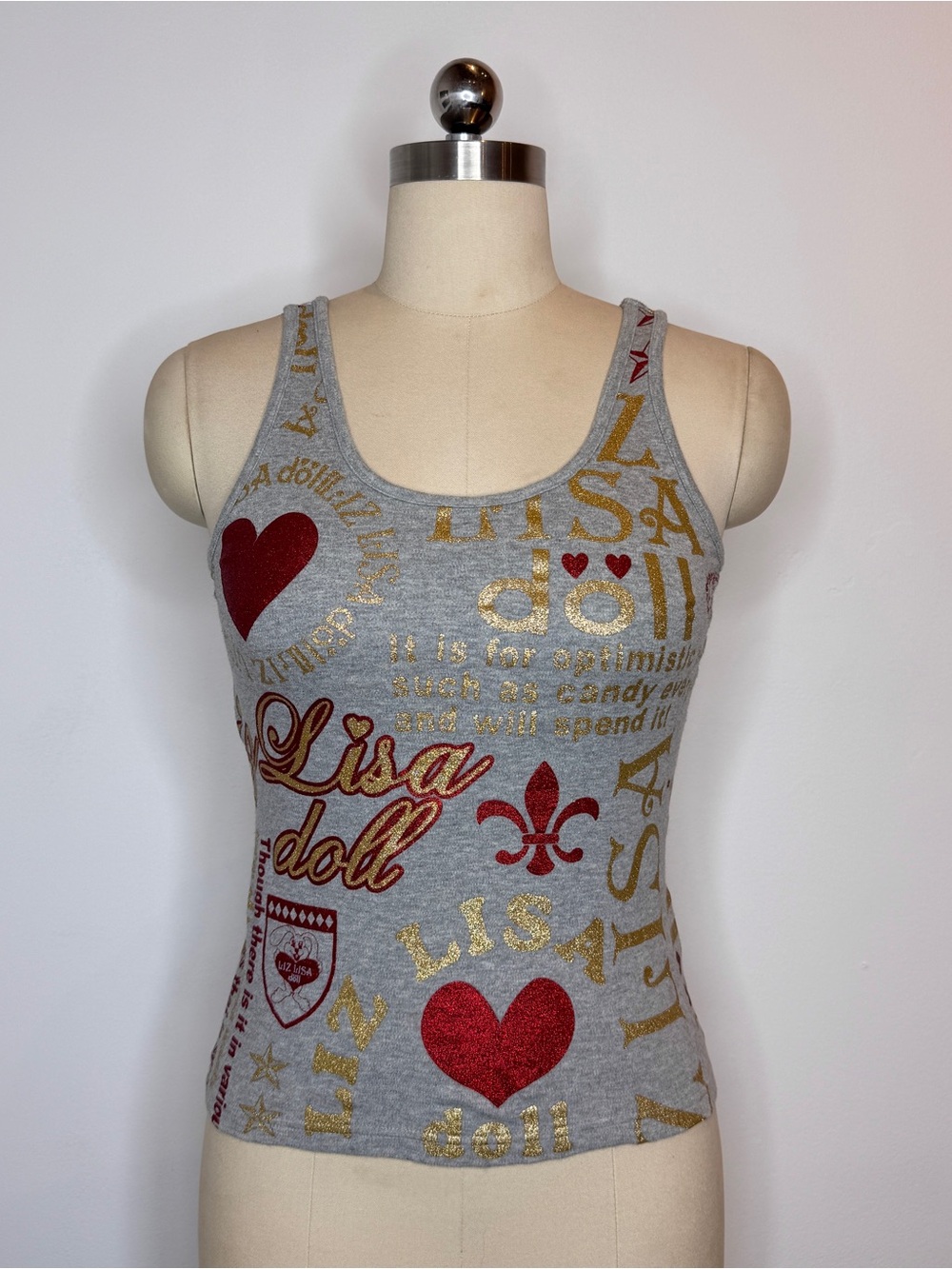 Liz Lisa grey and gold logo tank